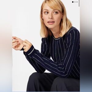 Brora high quality Scottish navy cashmere crew neck sweater.